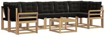 vidaXL Outdoor-Sofagarnitur mit Kissen, 8-tlg., wei&szlig; und schwarz (3389310)