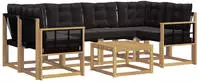 vidaXL Outdoor-Sofagarnitur 7 stk. 6-Sitzer Wei&szlig; und Schwarz