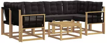 vidaXL Outdoor-Sofagarnitur mit Kissen, 7-tlg., wei&szlig; und schwarz (3389266)