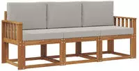vidaXL Outdoor-Sofagarnitur 3 stk. 3-Sitzer Natur und Hellgrau