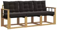 vidaXL Outdoor-Sofagarnitur 3 stk. 3-Sitzer Wei&szlig; und Schwarz