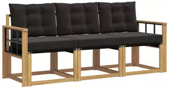 vidaXL Outdoor-Sofagarnitur mit Kissen 3-tlg., wei&szlig; und schwarz (3389170)