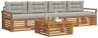 vidaXL Outdoor-Sofagarnitur 5 stk. 4-Sitzer Natur und Hellgrau