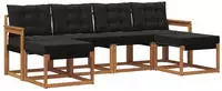 vidaXL Outdoor-Sofagarnitur 6 stk. 6-Sitzer Natur und Schwarz