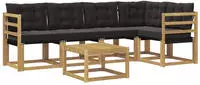 vidaXL Outdoor-Sofagarnitur 6 stk. 5-Sitzer Wei&szlig; und Schwarz