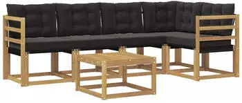 vidaXL Outdoor-Sofagarnitur mit Kissen, 6-tlg., wei&szlig; und schwarz (3389490)