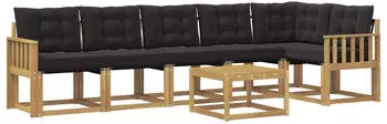vidaXL Outdoor-Sofagarnitur mit Kissen, 7-tlg., wei&szlig; und schwarz (3389546)