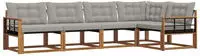 vidaXL Outdoor-Sofagarnitur 5 stk. 5-Sitzer Natur und Hellgrau