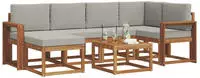 vidaXL Outdoor-Sofagarnitur 7 stk. 6-Sitzer Natur und Hellgrau