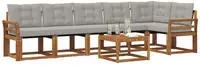 vidaXL Outdoor-Sofagarnitur 7 stk. 6-Sitzer Natur und Hellgrau