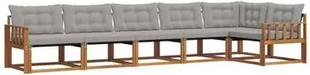 vidaXL Outdoor-Sofagarnitur 6-tlg., natur/hellgrau (3369502)