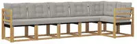 vidaXL Outdoor-Sofagarnitur 6 stk. 6-Sitzer Wei&szlig; und Hellgrau