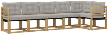 vidaXL Outdoor-Sofagarnitur 6-tlg. wei&szlig; und hellgrau (3389513)