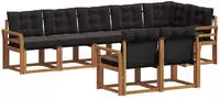 vidaXL Outdoor-Sofagarnitur 8 stk. 7-Sitzer Natur und Schwarz