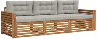 vidaXL Outdoor-Sofagarnitur 3 stk. Natur und Hellgrau
