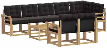 vidaXL Outdoor-Sofagarnitur mit Kissen, 9-tlg., wei&szlig; und schwarz (3389622)