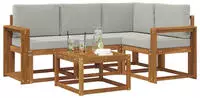 vidaXL Outdoor-Sofagarnitur 5 stk. 4-Sitzer Natur und Hellgrau