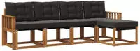 vidaXL Outdoor-Sofagarnitur 5 stk. 5-Sitzer Natur und Schwarz