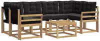 vidaXL Outdoor-Sofagarnitur 7 stk. 6-Sitzer Wei&szlig; und Schwarz