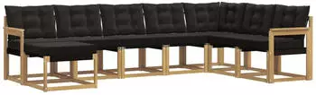 vidaXL Outdoor-Sofagarnitur mit Kissen, 8-tlg., wei&szlig; und schwarz (3389758)