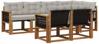 vidaXL Outdoor-Sofagarnitur 7 stk. Natur und Hellgrau