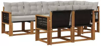 vidaXL Outdoor-Sofagarnitur 7-tlg., natur und hellgrau (3382015)