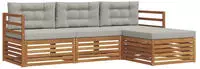 vidaXL Outdoor-Sofagarnitur 4 stk. 3-Sitzer Natur und Hellgrau