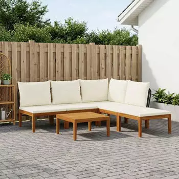 vidaXL Gartenlounge-Set 6-teilig, Akazienholz & Seil, natur (3407728)