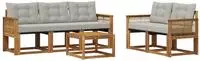 vidaXL Outdoor-Sofagarnitur 6 stk. 5-Sitzer Natur und Hellgrau