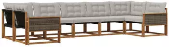 vidaXL Gartenlounge-Set 7-tlg. natur und hellgrau (3381659)