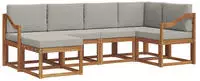 vidaXL Outdoor-Sofagarnitur 6 stk. 6-Sitzer Natur und Hellgrau