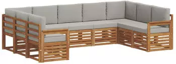 vidaXL Gartenlounge-Set 9-tlg., Akazienholz, natur/hellgrau (3375466)