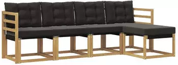 vidaXL Outdoor-Sofagarnitur mit Kissen, 5-tlg., wei&szlig; und schwarz (3389370)
