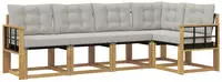 vidaXL Outdoor-Sofagarnitur 5 stk. 5-Sitzer Wei&szlig; und Hellgrau