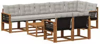 vidaXL Outdoor-Sofagarnitur 9 stk. 8-Sitzer Natur und Hellgrau