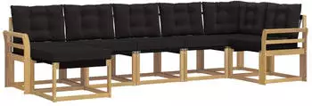 vidaXL Outdoor-Sofagarnitur mit Kissen, 7-tlg., wei&szlig; und schwarz (3389694)
