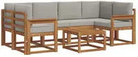 vidaXL Outdoor-Sofagarnitur 7 stk. 6-Sitzer Natur und Hellgrau
