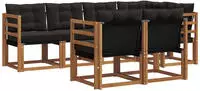 vidaXL Outdoor-Sofagarnitur 7 stk. Nat&uuml;rlich und Schwarz