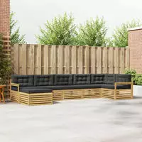 vidaXL Outdoor-Sofagarnitur 7 stk. 7-Sitzer Wei&szlig; und Anthrazit
