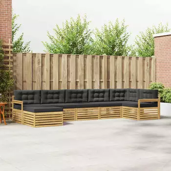vidaXL Outdoor-Sofagarnitur 7-tlg. wei&szlig; und anthrazit (3390832)