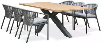 Paris Prix Kelia Garten-Essgruppe 6-Sitzer anthrazitgrau