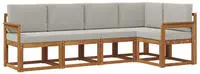 vidaXL Outdoor-Sofagarnitur 5 stk. 5-Sitzer Natur und Hellgrau