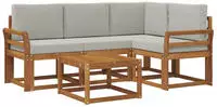 vidaXL Outdoor-Sofagarnitur 5 stk. 4-Sitzer Natur und Hellgrau