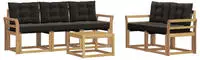 vidaXL Outdoor-Sofagarnitur 6 stk. 5-Sitzer Wei&szlig; und Schwarz