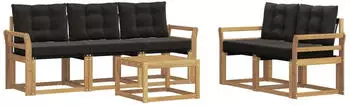 vidaXL Outdoor-Sofagarnitur mit Kissen, 6-tlg., wei&szlig; und schwarz (3389214)