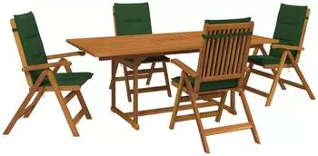 vidaXL 5-teiliges Garten-Essset aus Akazien-Massivholz, natur (3434523)