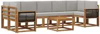 vidaXL Outdoor-Sofagarnitur 6 stk. 7-Sitzer Natur und Hellgrau