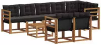 vidaXL Outdoor-Sofagarnitur 9 stk. 8-Sitzer Natur und Schwarz