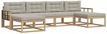 vidaXL Outdoor-Sofagarnitur 6-tlg. wei&szlig; und hellgrau (3386840)