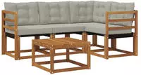 vidaXL Outdoor-Sofagarnitur 5 stk. 4-Sitzer Natur und Hellgrau